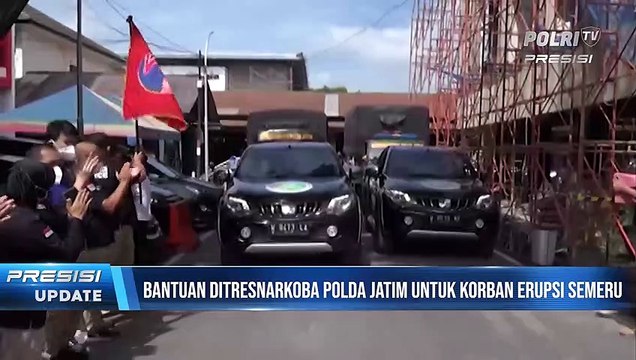 Ditresnarkoba Polda Jatim Salurkan Bantuan Sosial untuk Warga TErdampak Erupsi Gunung Semeru