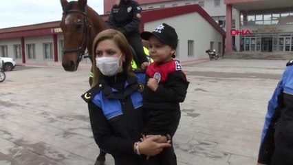 Atlı polis olmak isteyen lösemili Emir'in hayali gerçek oldu