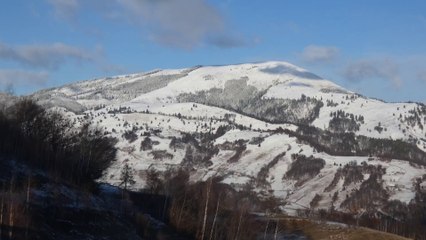 Nice snow covered mountain in Romania, Transylvania