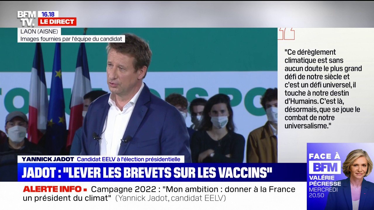Yannick Jadot veut "la levée des brevets pour mettre fin à la pandémie"