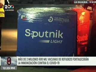 Entérate | Llegan a Venezuela más de 2 millones 600 mil dosis de Sputnik Light