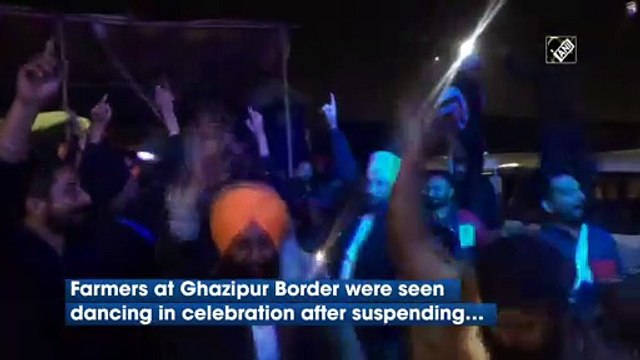 Farmers celebrate at Ghazipur Border after suspending year-long protest