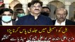 Larkana: Chief Minister Sindh  Murad Ali Shah talks to the media