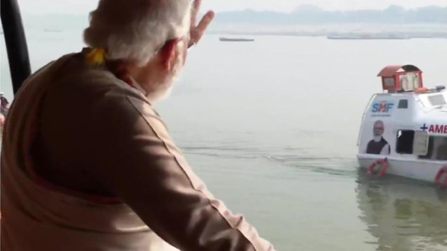 PM Modi, UP CM Yogi Adityanath board cruise vessel
