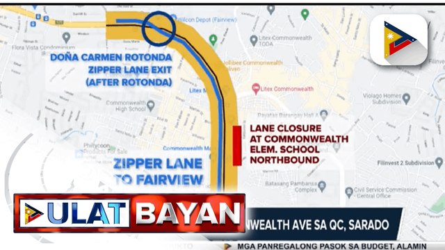 Dalawang lanes ng Commonwealth Ave sa QC, sarado