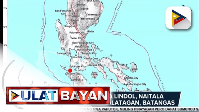 Magnitude 5.3 na lindol, naitala sa karagatan ng Calatagan, Batangas