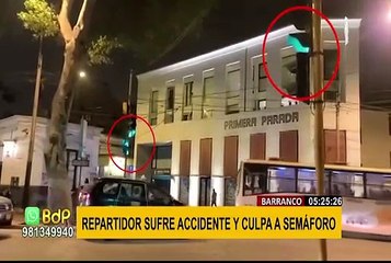Barranco: repartidor de delivery sufre accidente por falla en semáforos