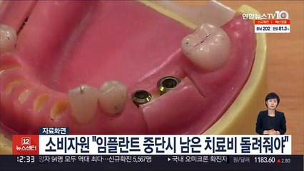 소비자원 "임플란트 중단시 남은 치료비 돌려줘야"