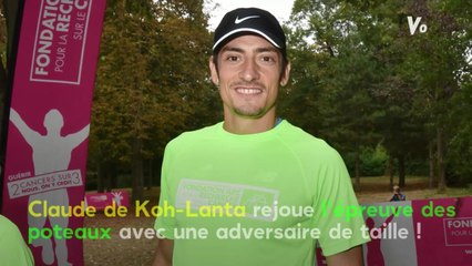 VOICI - PHOTO Claude (Koh-Lanta) rejoue l’épreuve des poteaux avec une adversaire de taille