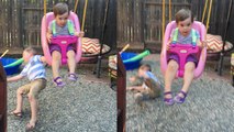 'Boy walking behind a swing gets wiped out by it *Try Not to Laugh*'