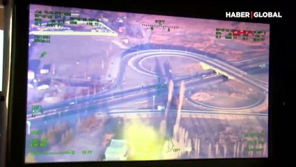 Arabasından polis helikopteri çeken sürücüye para cezası!