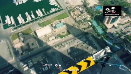 ski diving from top of the building