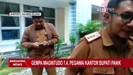 Moment Ketika Pegawai Kantor Bupati Jeneponto Berhamburan Keluar Gedung, Selamatkan Diri Dari Gempa