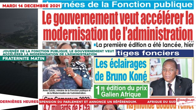 Le Titrologue du 14 Décembre 2021 - Journée de la fonction publique, le gouvernement veut accélérer la modernisation de l’administration