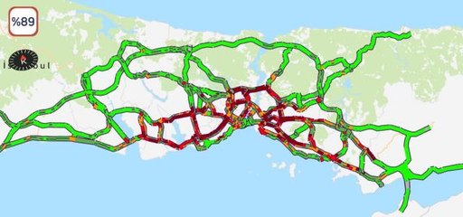 İstanbul'da rekor seviyesinde trafik yoğunluğu, yüzde 89'a ulaştı
