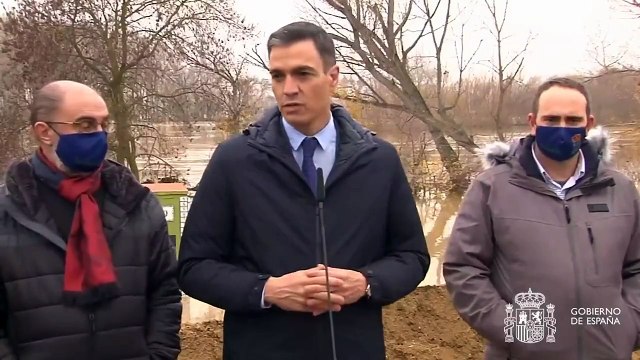 Sánchez adelanta que el Gobierno declarará zona catastrófica al área afectada por la riada del Ebro