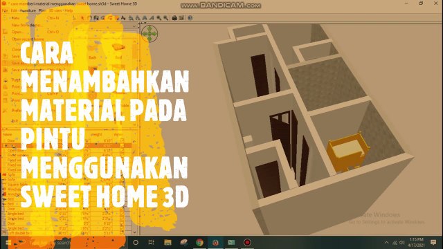 cara memberi material pada pintu menggunakan sweet home 3d