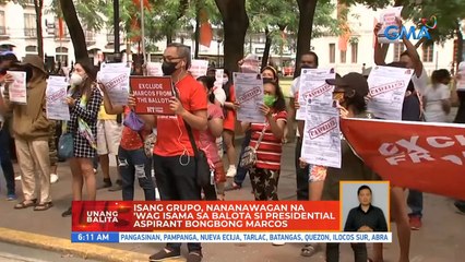 Isang grupo, nananawagan na 'wag isama sa balota si presidential aspirant Bongbong Marcos | UB