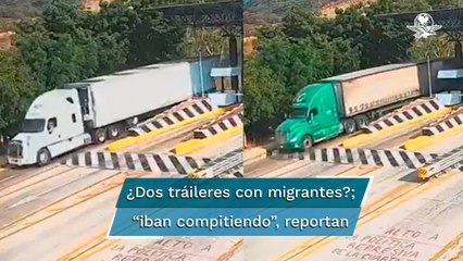 Dos tráileres adaptados con respiradores cruzaron caseta en Chiapas; uno se accidentó con migrantes