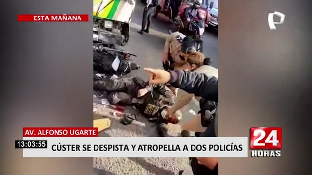 Cúster se despista y atropella a dos policías en avenida Alfonso Ugarte