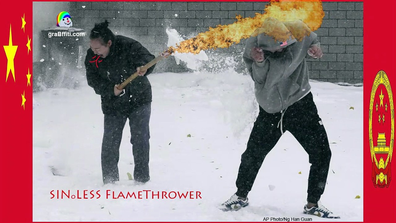 0128 _ SINoLESS FlameThrower _ grabffiti _ satire-Elon Musk-Flamethrower-Boring Company-SpaceX-Tesla-Bejing-China-war cry