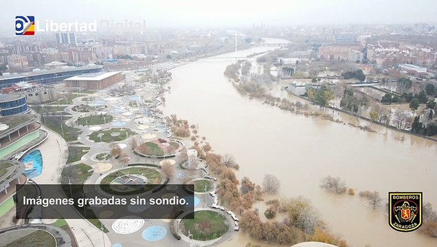 La crecida del Ebro en Zaragoza a vista de dron