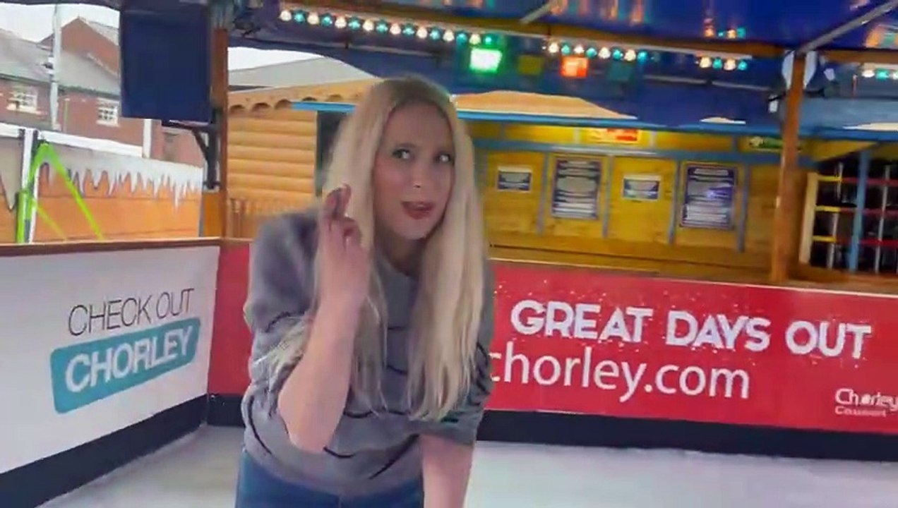 Reporter Emma Downey tries out ice skating at Chorley's Winter Wonderland