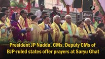 President JP Nadda, CMs, Deputy CMs of BJP-ruled states offer prayers at Saryu Ghat