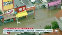 A forte chuva voltou a causar estragos na capital e região metropolitana. Comércios foram invadidos pela água e muita gente ficou ilhada.