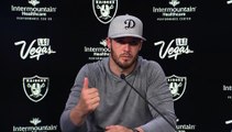 Derek Carr talks before the Raiders vs. Browns