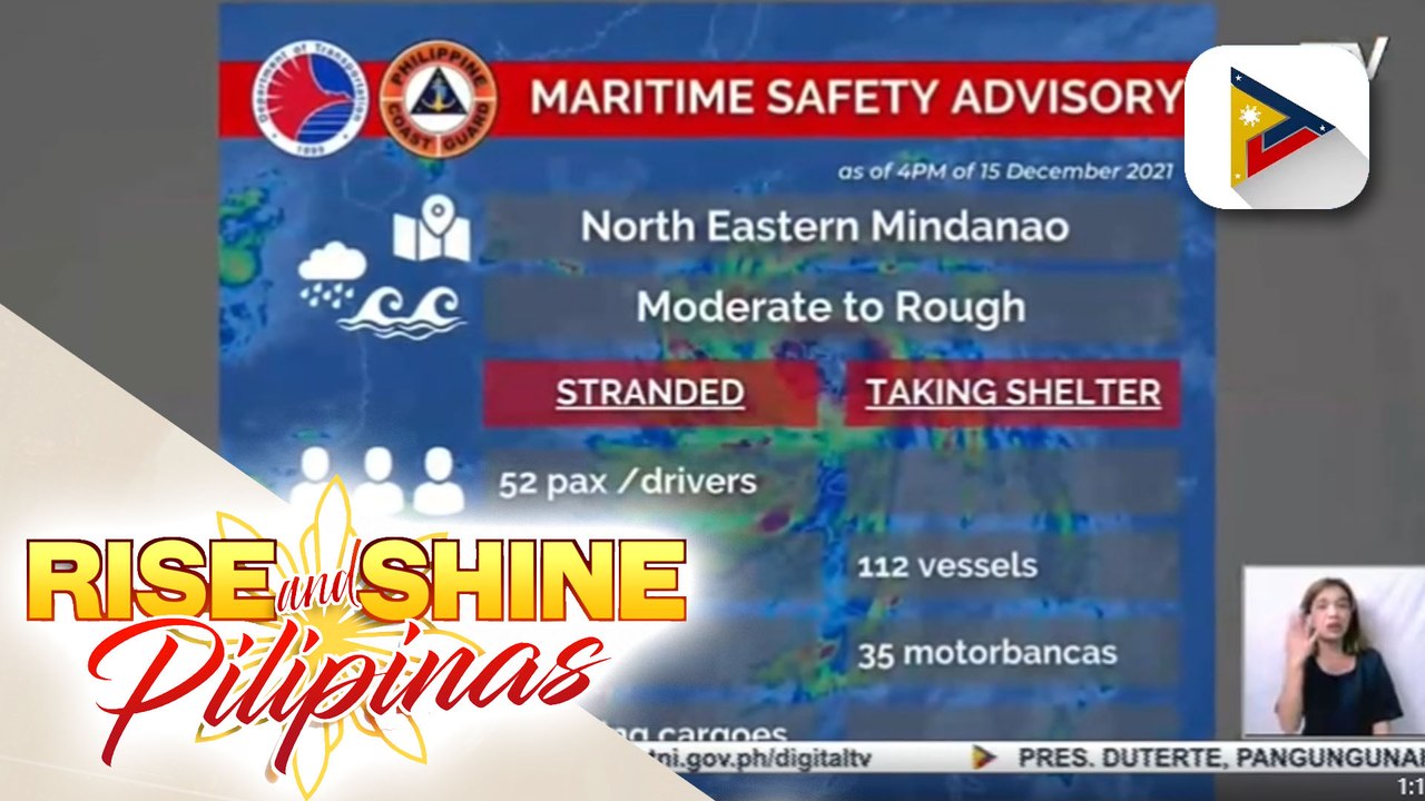 Higit 2-K pasahero, stranded sa mga pantalan dahil sa bagyong Odette; Mga sasakyang pandagat, mahigpit na minomonitor ng PCG