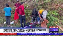 Brutal accidente vial deja al menos 1 muerto y 10 personas lesionadas en La Libertad, Comayagua