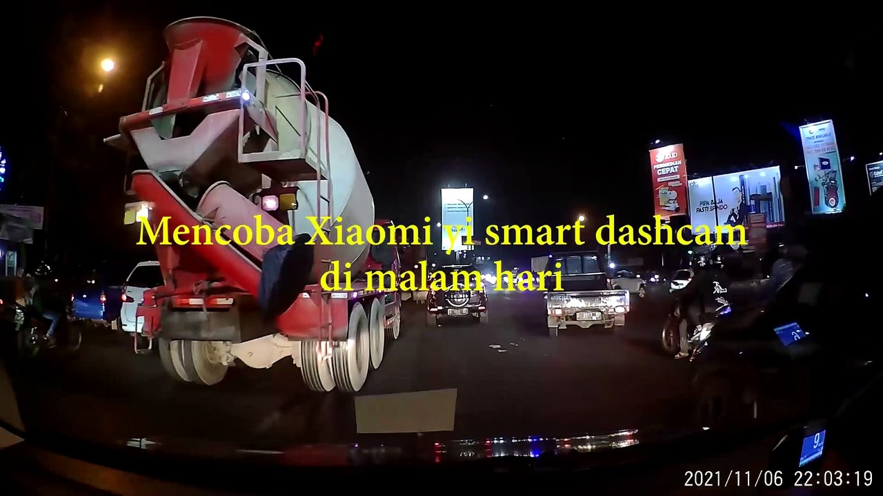 Mencoba Xiaomi Yi Smart Dash Camera 30fps with WIFI and ADAS di malam hari