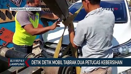 Detik-Detik Mobil Tabrak Dua Petugas Kebersihan