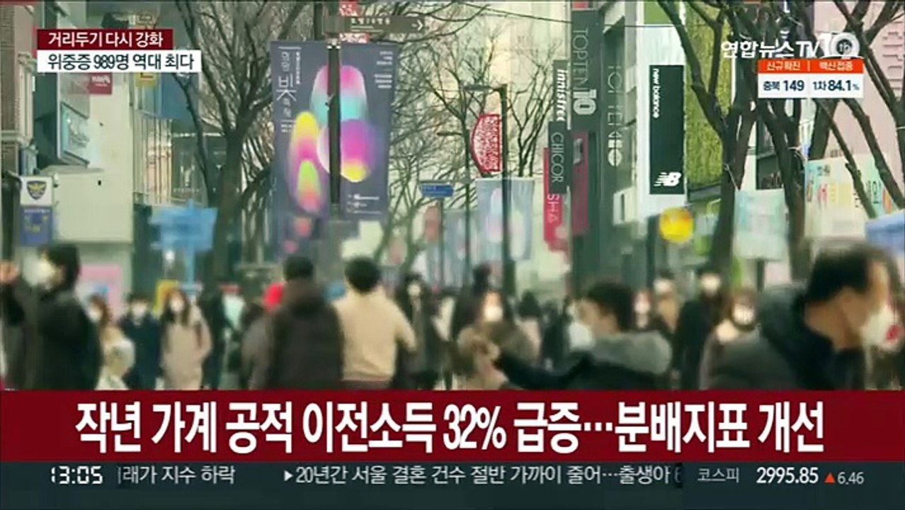 작년 가계 공적 이전소득 32% 급증…분배지표 개선