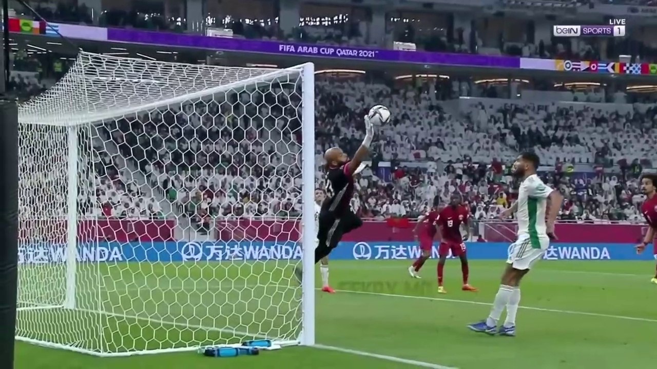 ملخص المباراة النارية قطر والجزائر 2-1 نصف نهائي كاس العرب