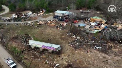 ABD'nin Kentucky eyaletindeki hortum felaketinde yük treni raydan çıktı, çok sayıda ev zarar gördü