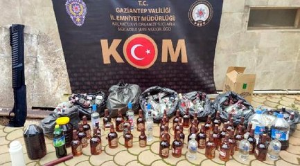 GAZİANTEP'TE SAHTE İÇKİ İMALATHANESİNE BASKIN 1 GÖZALTI
