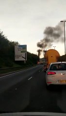 Footage shows lorry on fire on the A289