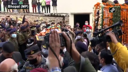 Group Captain Varun Singh’s mortal remains reach his residence in Bhopal