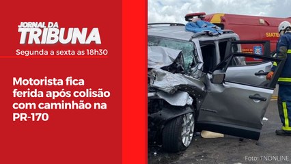 Motorista fica ferida após colisão com caminhão na PR-170