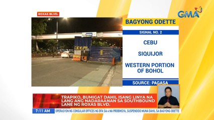 Trapiko, bumigat dahil isang linya na lang ang nadaraanan sa southbound lane ng Roxas Blvd. | UB