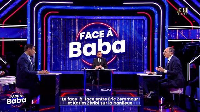 Extrait de l'émission Face à Baba avec Eric Zemmour en invité principal. Il a notamment été interrogé par Karim Zeribi et en arrière-plan, on peut distinguer les expressions faciales de la conseillère du candidat à la présidence, Sarah Knafo