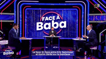 Extrait de l'émission "Face à Baba" avec Eric Zemmour en invité principal. Il a notamment été interrogé par Karim Zeribi et en arrière-plan, on peut distinguer les expressions faciales de la conseillère du candidat à la présidence, Sarah Knafo