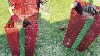 'Sweet girl experiences hilarious Christmas fail while popping out of a gift box'