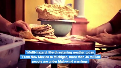 Destructive record setting wind storm blasting central U S spawning