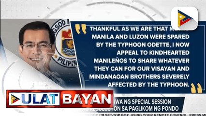 Sen. Pacquiao, umapela sa mga kapwa kandidato na magkaisa para tulungan ang mga nasalanta ng Bagyong Odette  VP Robredo, handang makipagtulungan kay Sen. Pacquiao para tulungan ang mga lugar na apektado ng bagyo  Leody De Guzman, sang-ayon sa hangarin ni