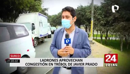 Surco: delincuentes aprovechan el tráfico en el Trébol de Javier Prado para asaltar a conductor
