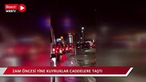 Akaryakıt zammı öncesi istasyonlardaki kuyruk caddelere taştı