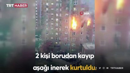 ABD'de yangın: 4'üncü kattan boruya tutunarak aşağı indiler
